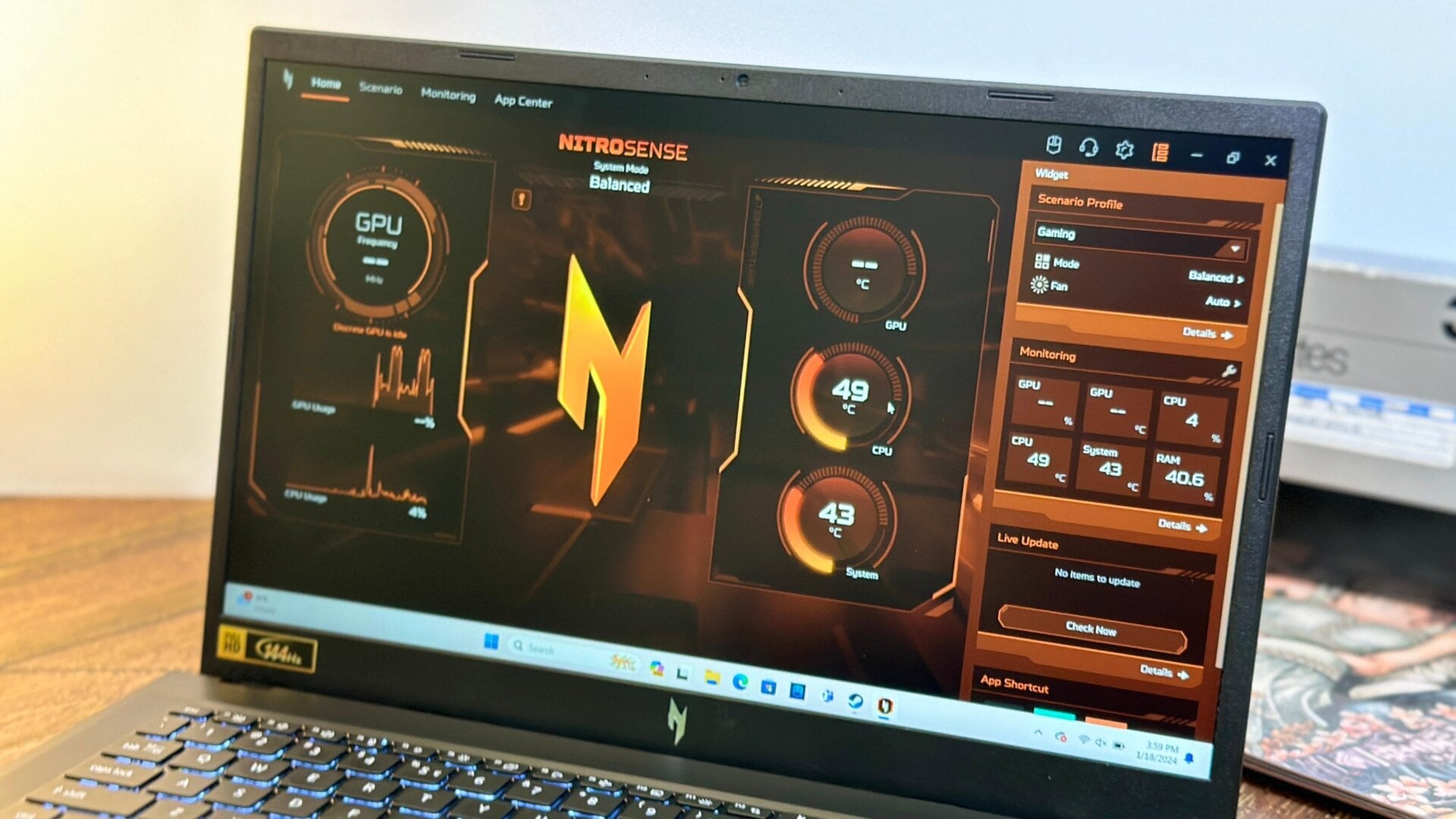 NitroSense offre quelques façons de contrôler la vitesse du ventilateur et les paramètres de batterie.