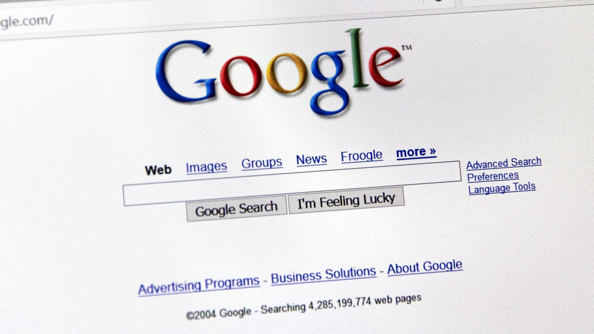 Recherche Google en 2004.