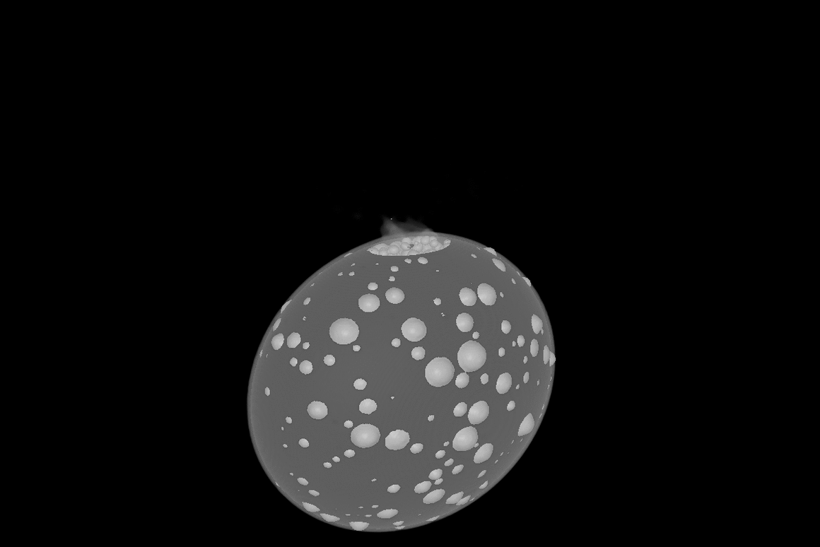 Une simulation montrant les suites de la mission DART 30 minutes post-collision.