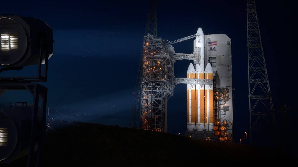 DeltaIVHeavy d’ULA en 2018 avant le lancement de la sonde ParkerSolar de la NASA.