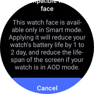 OnePlus envoie cette petite alerte si vous installez un cadran de montre qui utilise l’affichage permanent. 