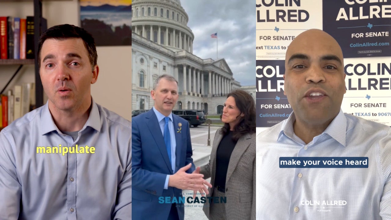 Le représentant Jeff Jackson, le représentant Sean Casten et le représentant Colin Allred dans de récentes vidéos TikTok malgré leur soutien à un projet de loi qui forcerait ByteDance va céder ou être interdit aux États-Unis
