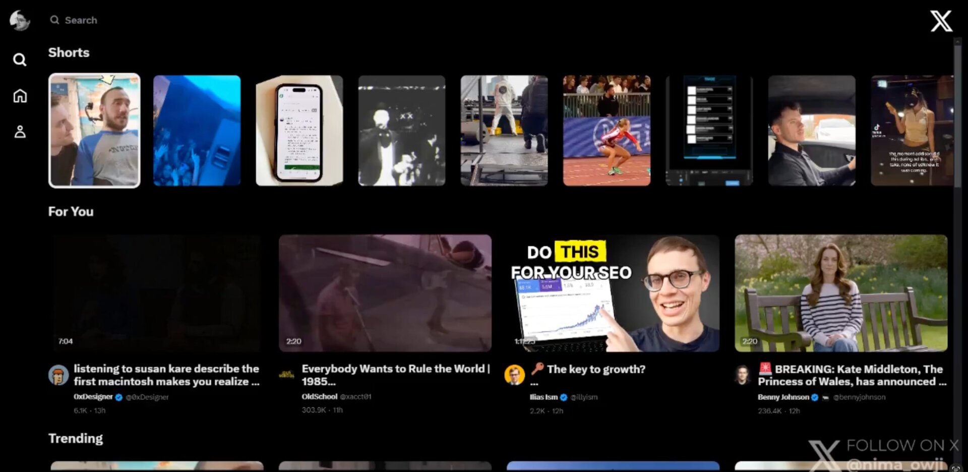 Un premier aperçu de la nouvelle application TV de X trouvée par la chercheuse en applications Nima Owji.