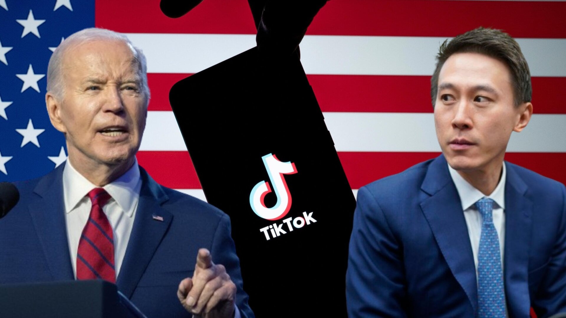 Le président Biden et le PDG de TikTok Shou Zi Chew.