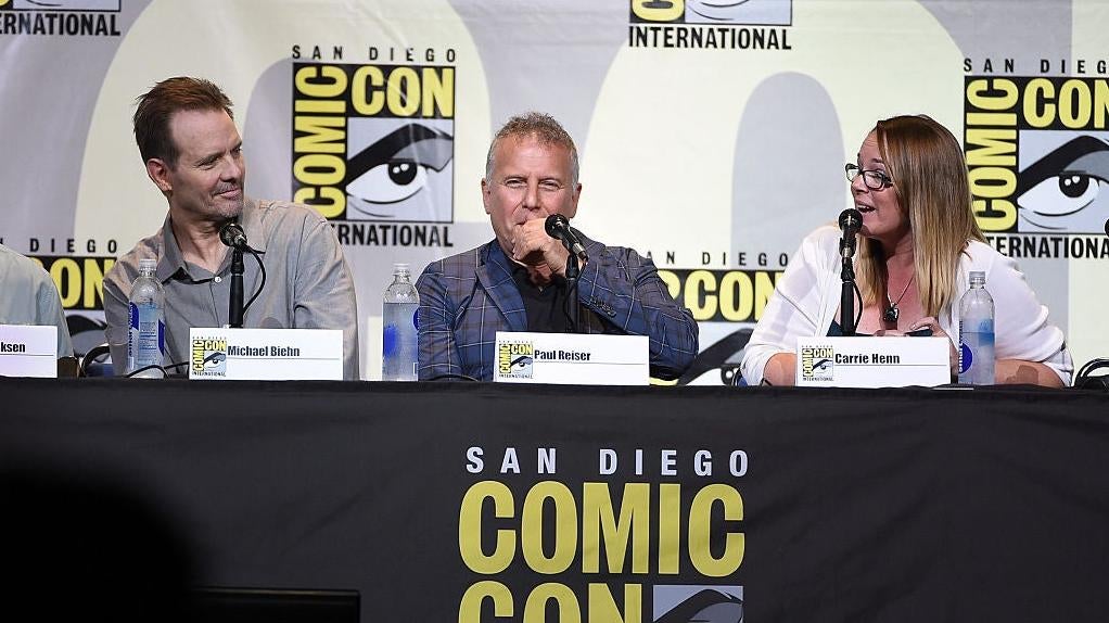 Reiser, flanqué de Hicks (Michael Biehn) et Newt (Carrie Henn) au Comic-Con 2016.