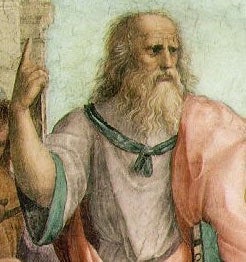 Platon, tel qu’il est illustré dans “L’École d’Athènes” de Raphaël.