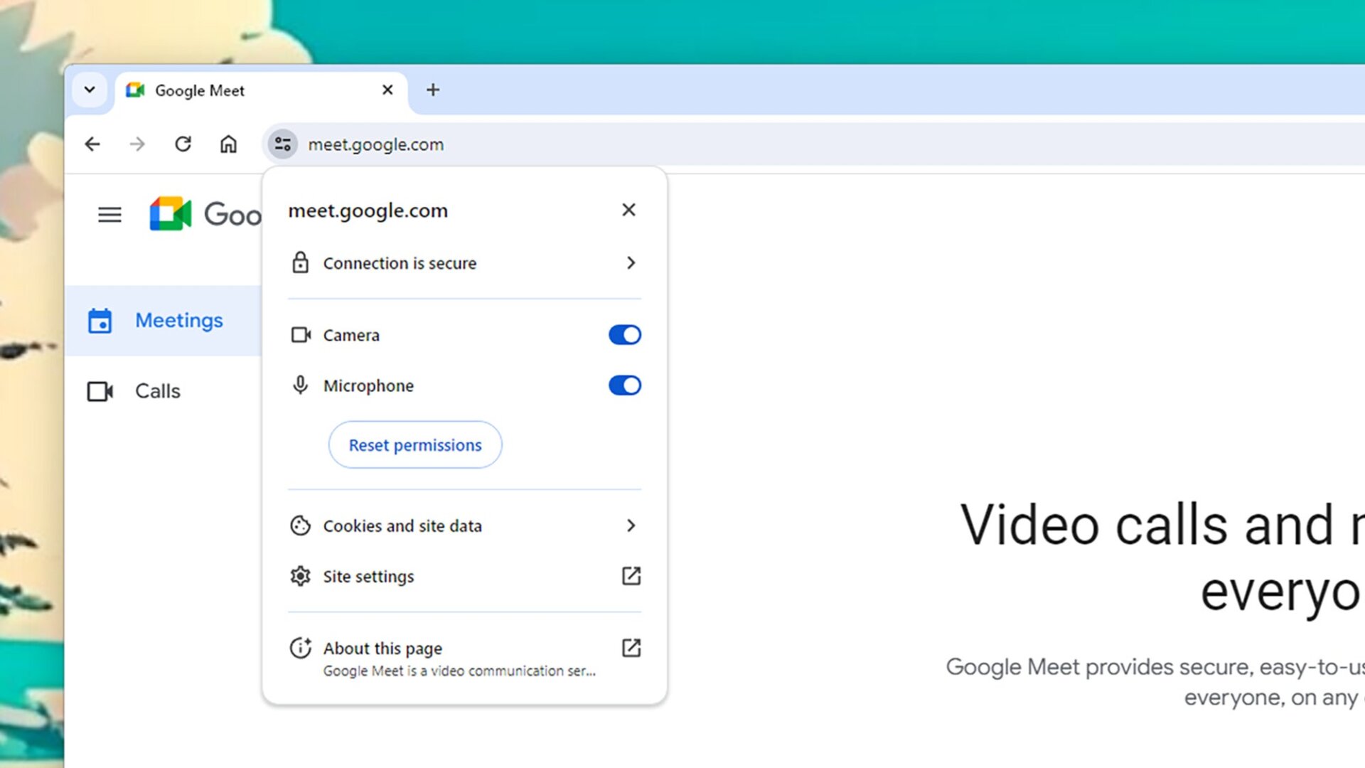 L’option d’autorisation active Chrome.