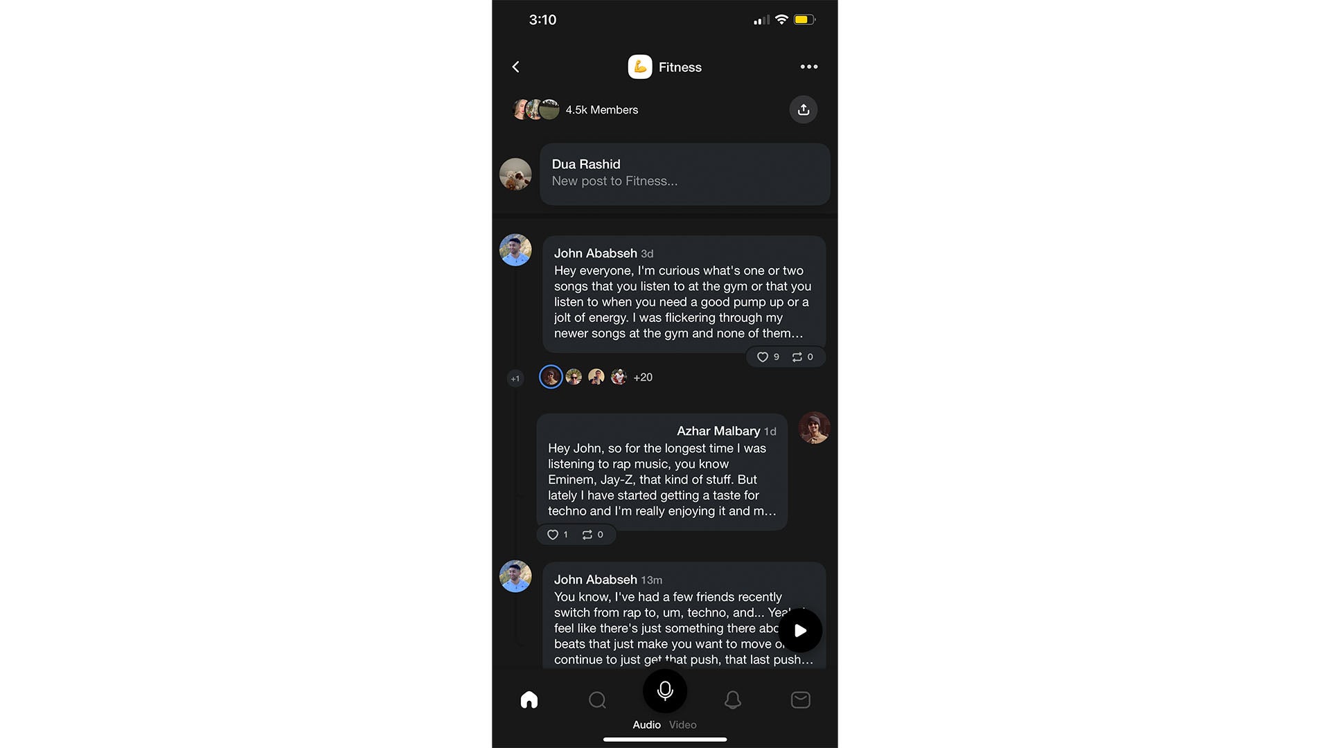 Un flux de type Twitter.