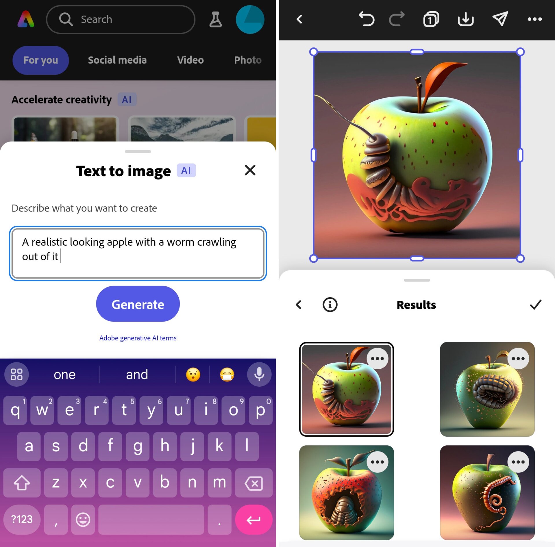 Les capacités génératives d’images d’Adobe Express sont... intéressantes. Dans cette invite, j’espérais quelque chose d’un peu moins pénible. 