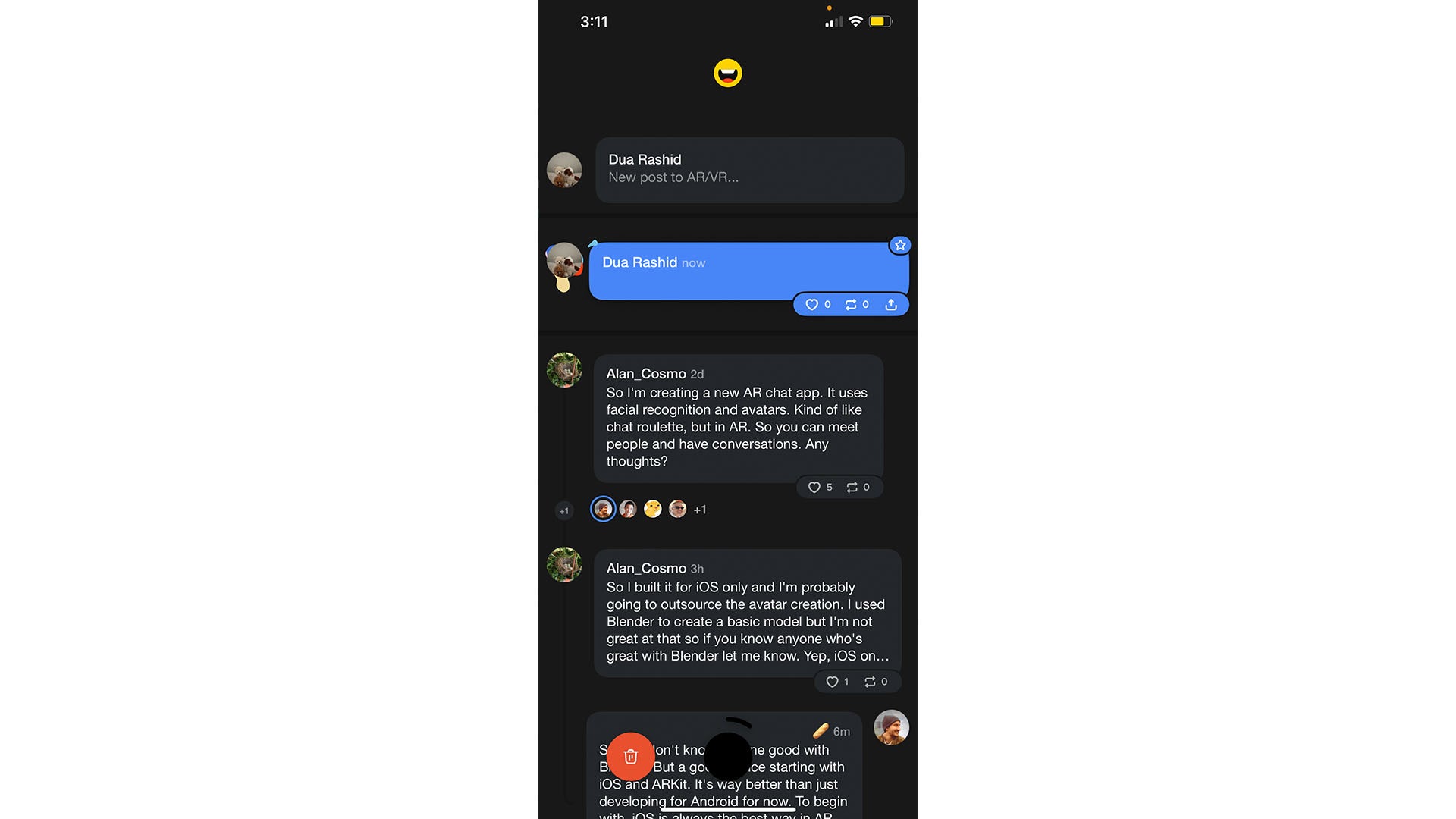 Enregistrer un message sur Airchat.