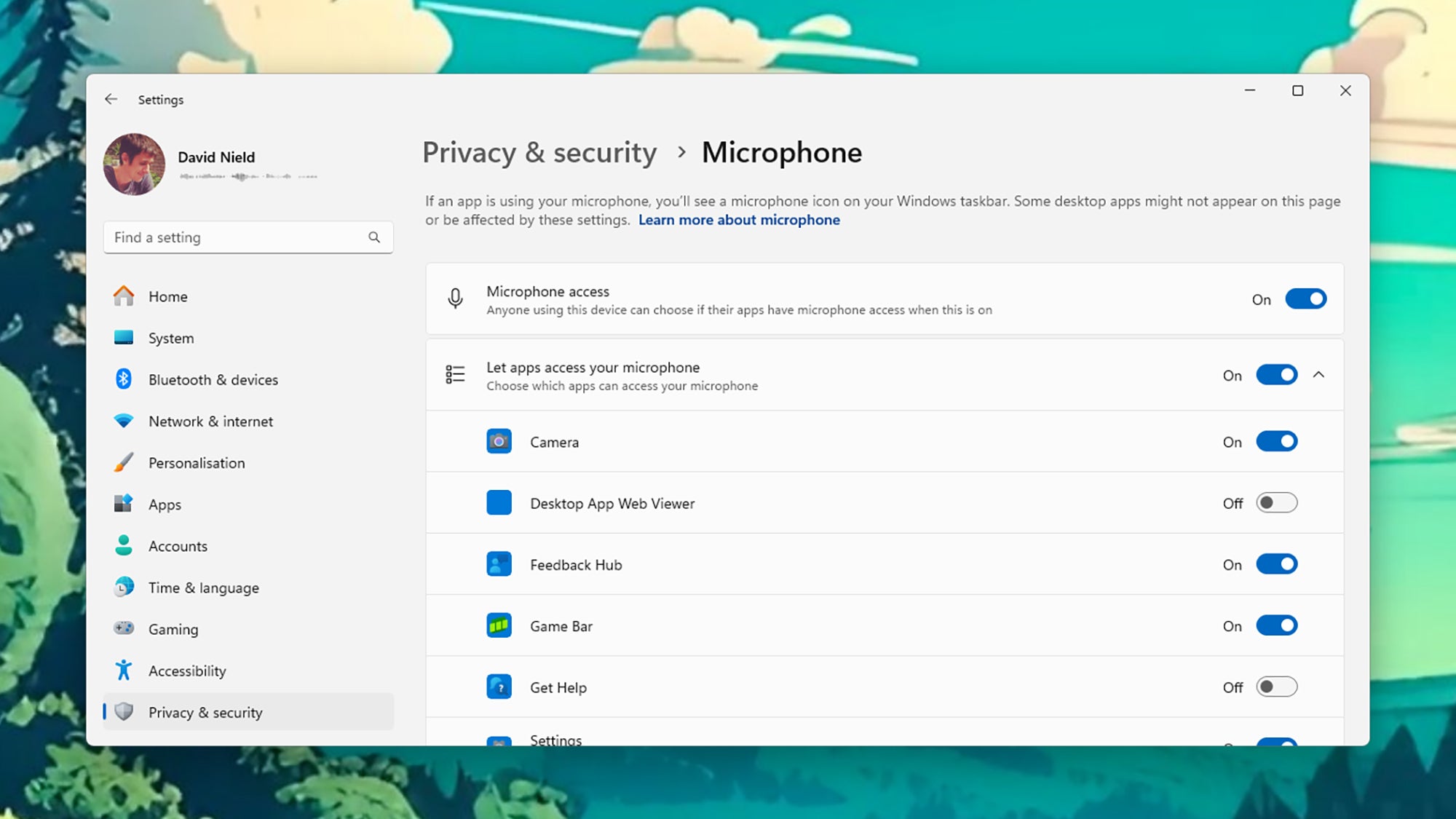 Applications avec accès au micro sur Windows.