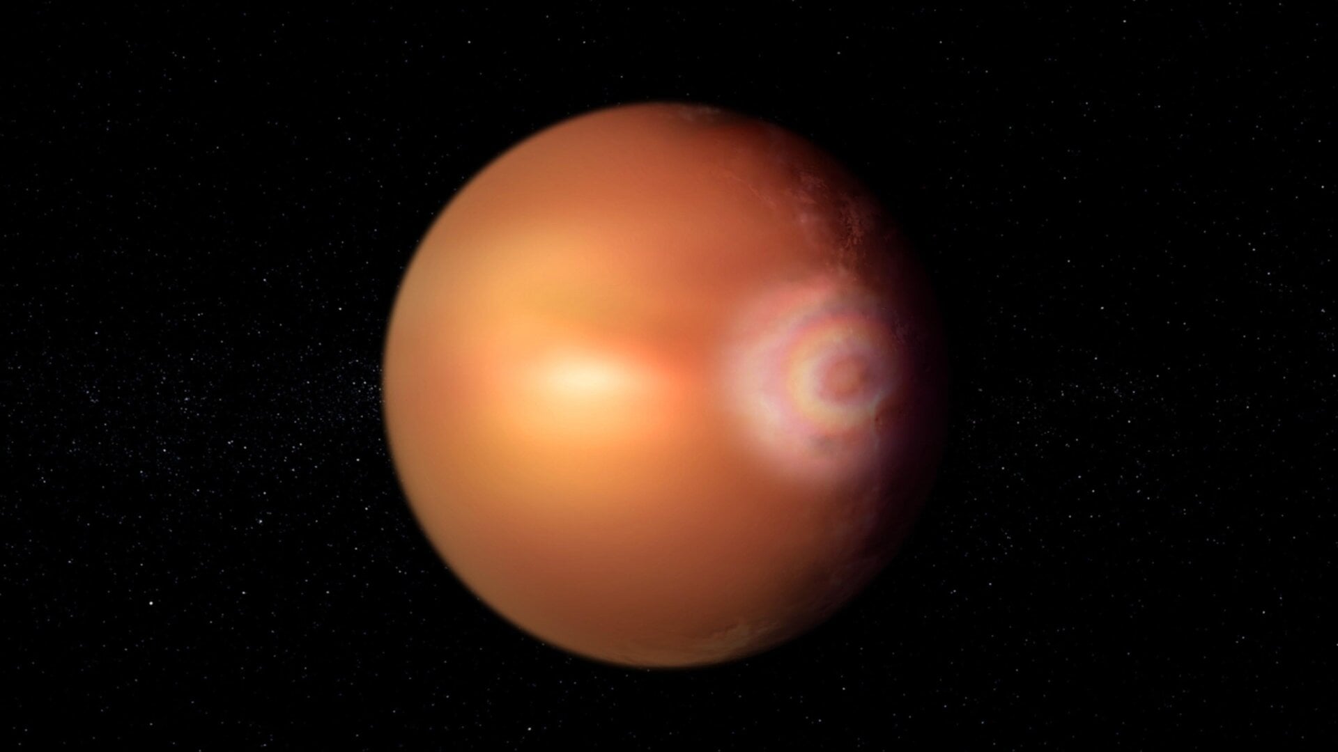 Impression d’artiste d’une gloire sur l’exoplanète WASP-76b.
