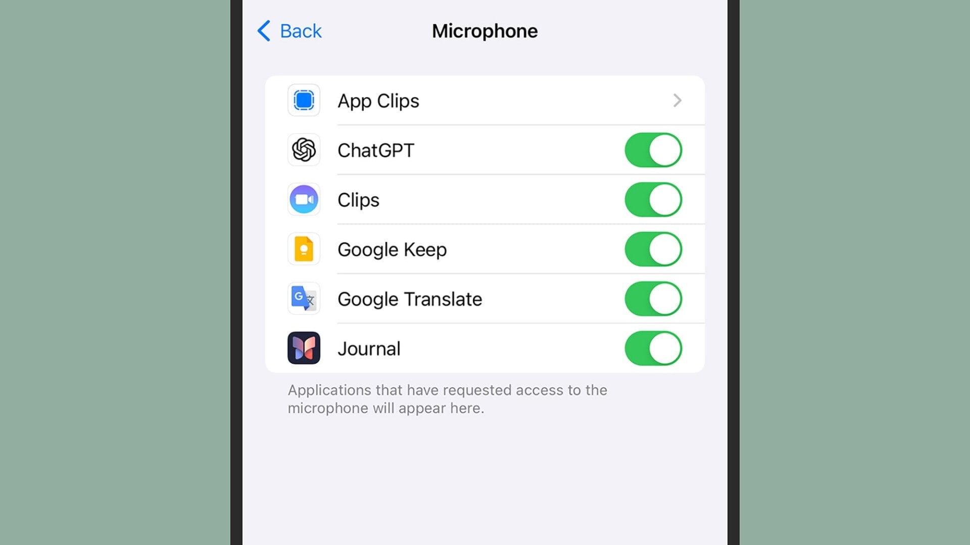 Autorisations du micro sur iOS.