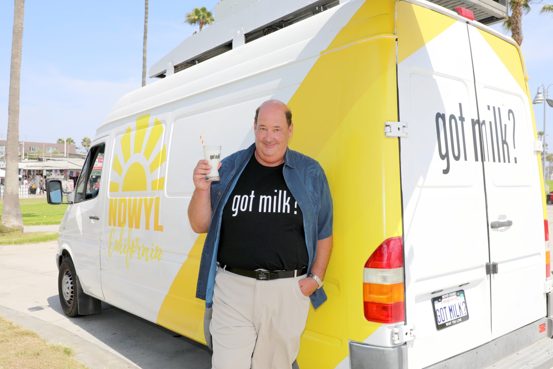 L’acteur de «&nbsp;The Office&nbsp;» Brian Baumgartner pose pour une photo promotionnelle 2023 pour «&nbsp;Ne doutez jamais de ce que vous aimez&nbsp;», une campagne d’information parodique pro-laiterie   créé par le California Milk Processor Board.