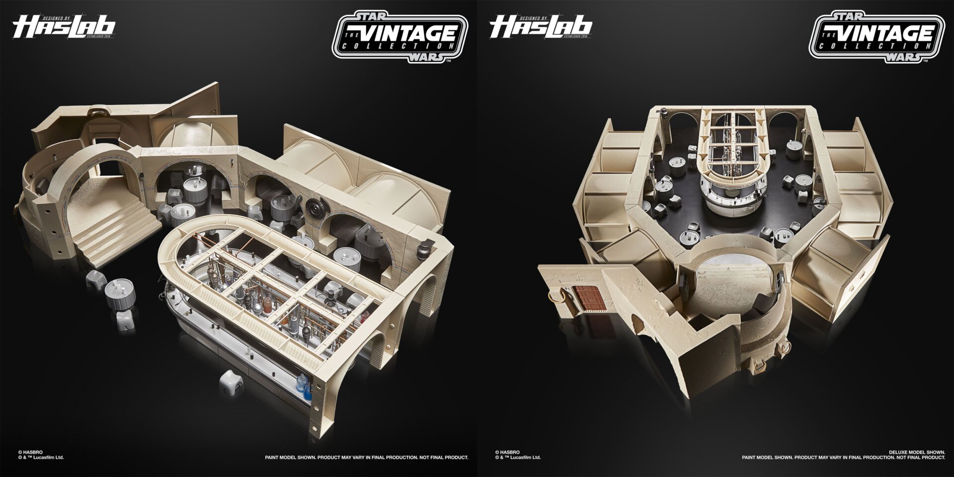 L’offre de base de la Cantina Mos Eisley (à gauche) et la version complète avec l’extension de luxe (à droite).