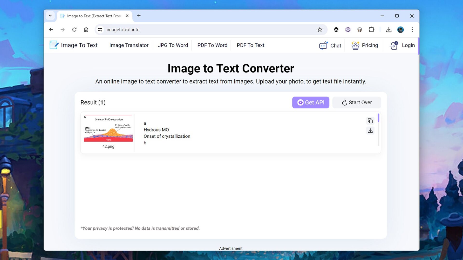 Screenshot: Image to Text Converter