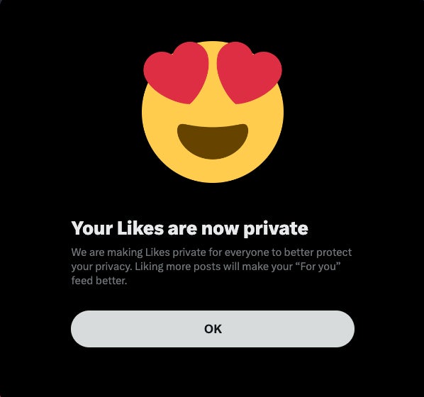 Notification envoyée aux utilisateurs X concernant le changement de J’aime.