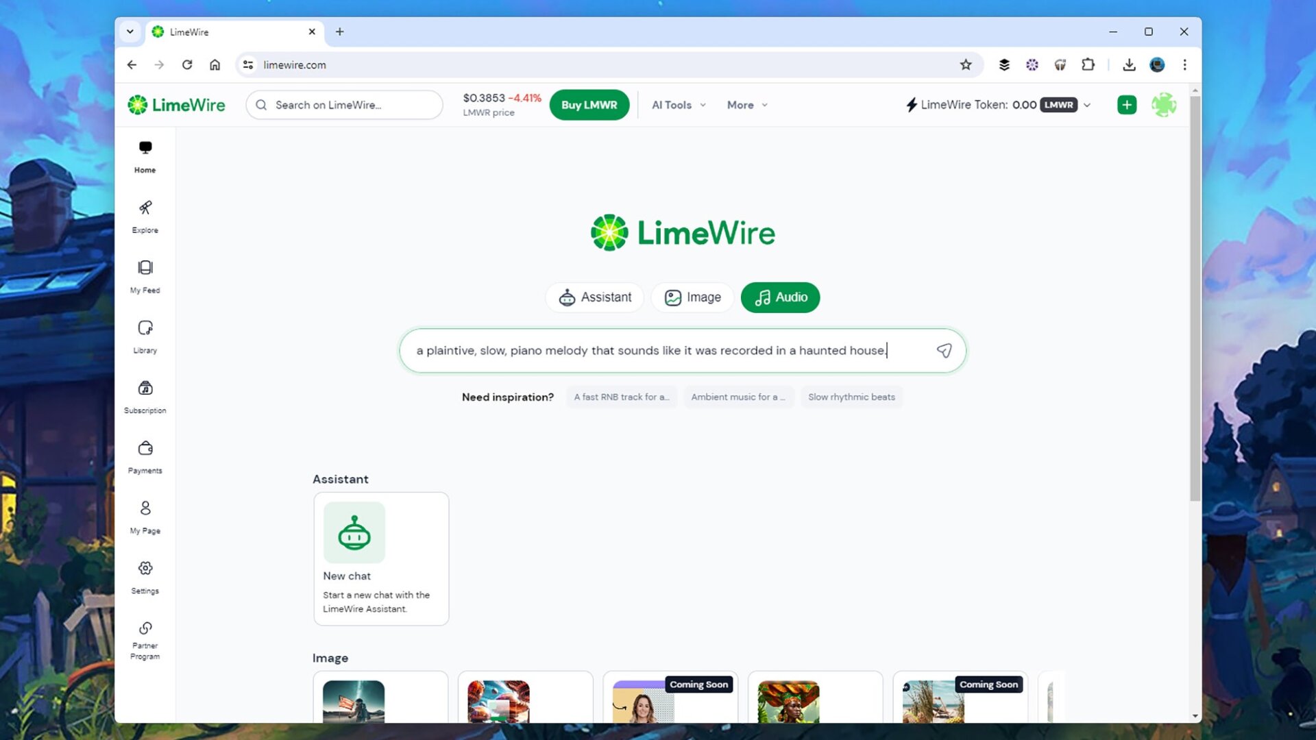 LimeWire AI Music Studio fonctionne comme un chat IA.