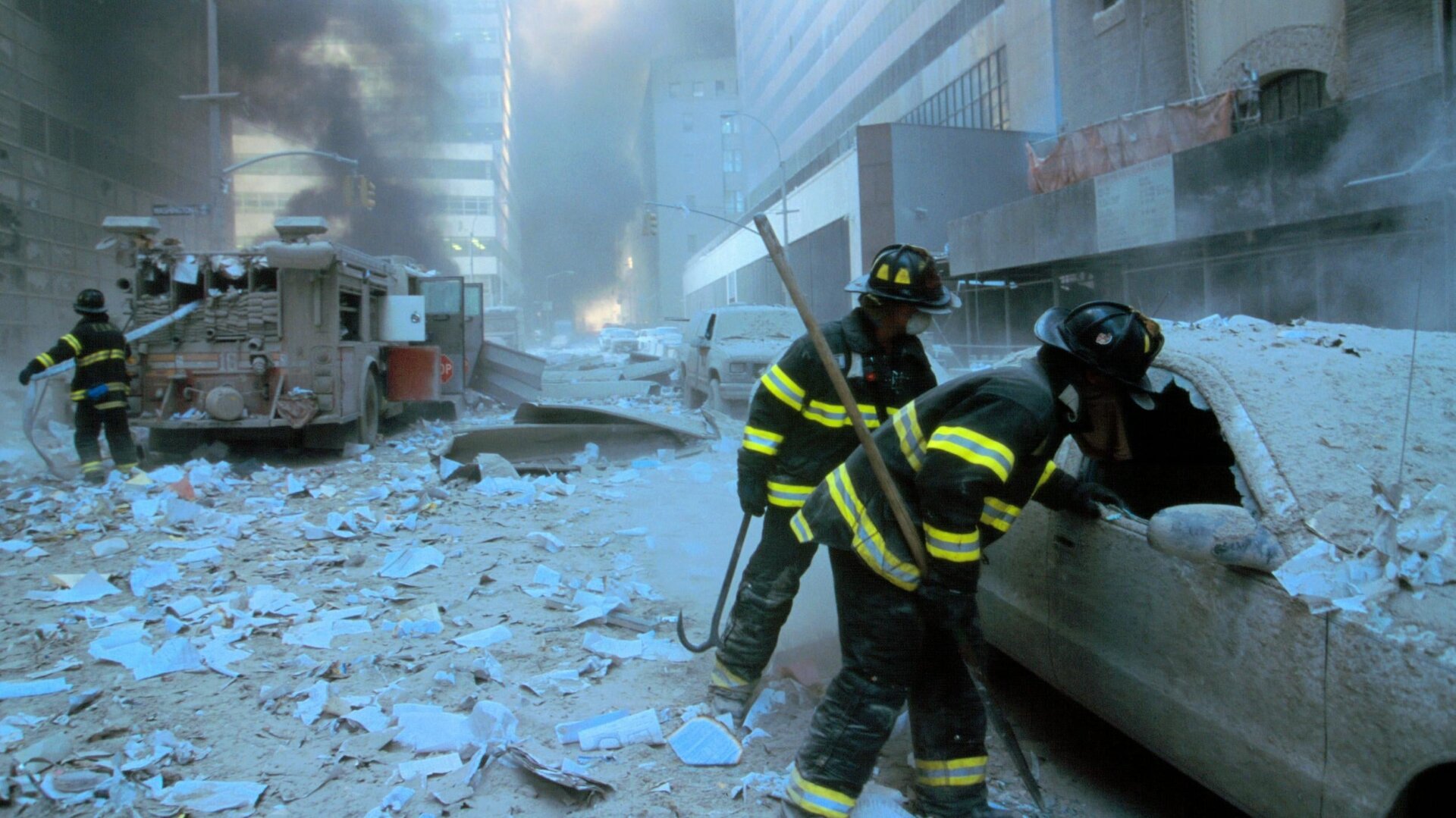 Les pompiers à la suite des attentats du 11 septembre à New York.