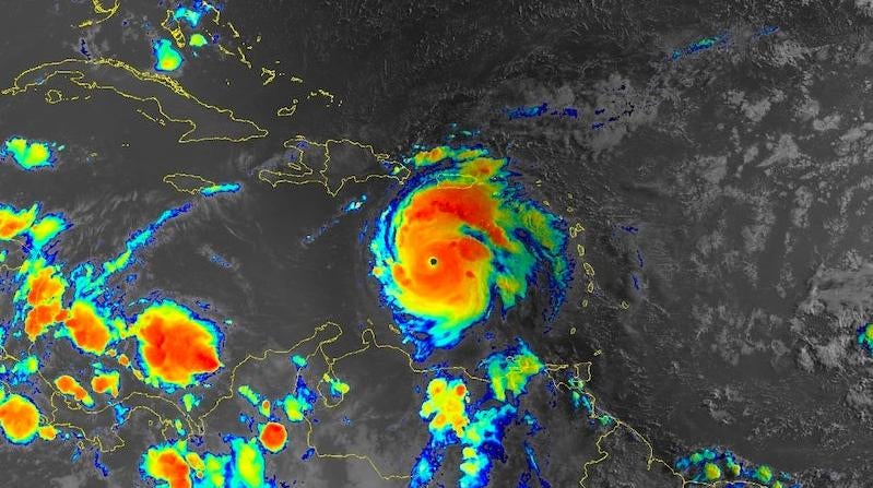 Une image satellite de Beryl plus tôt dans la journée.