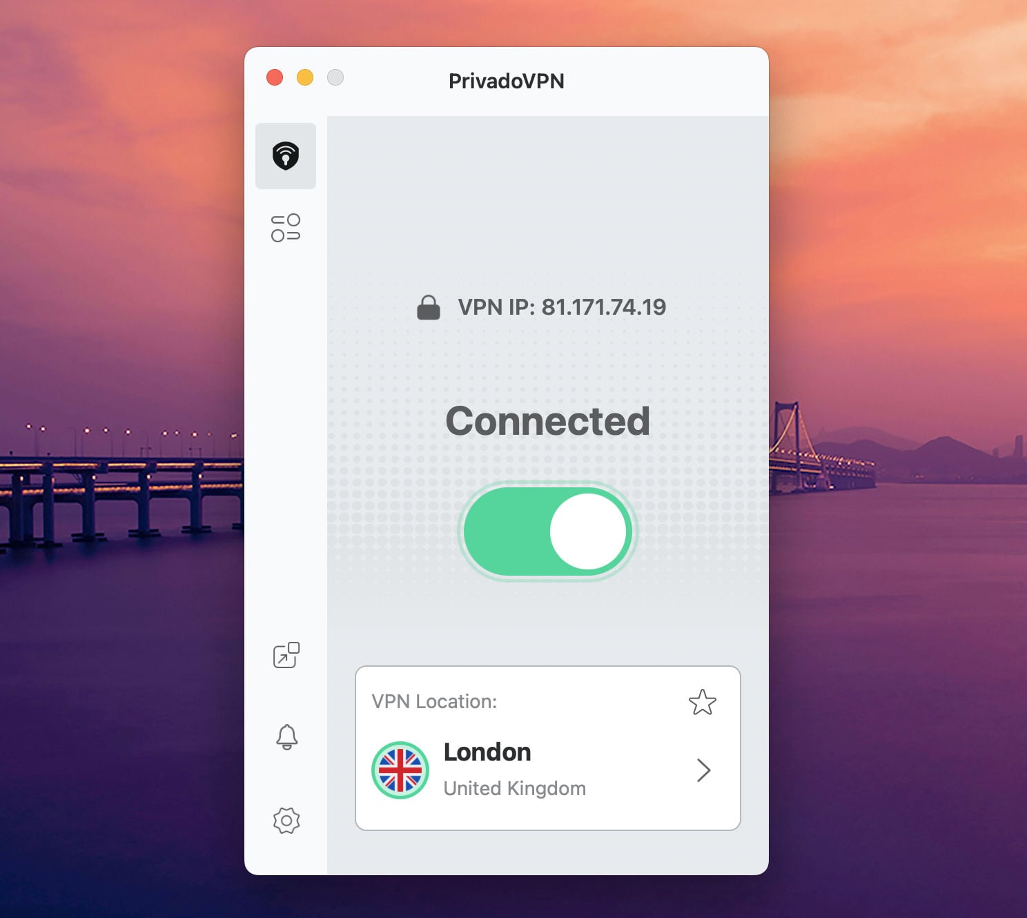 PrivadoVPN est gratuit mais que en anglais